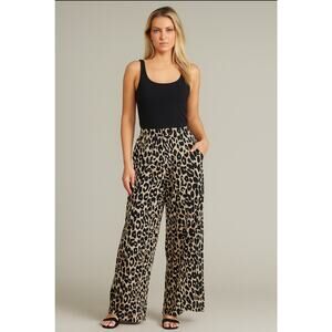 Fisherman’s Daughter Womens Size Medium Leopard Print Wide Leg Pants Tan Black